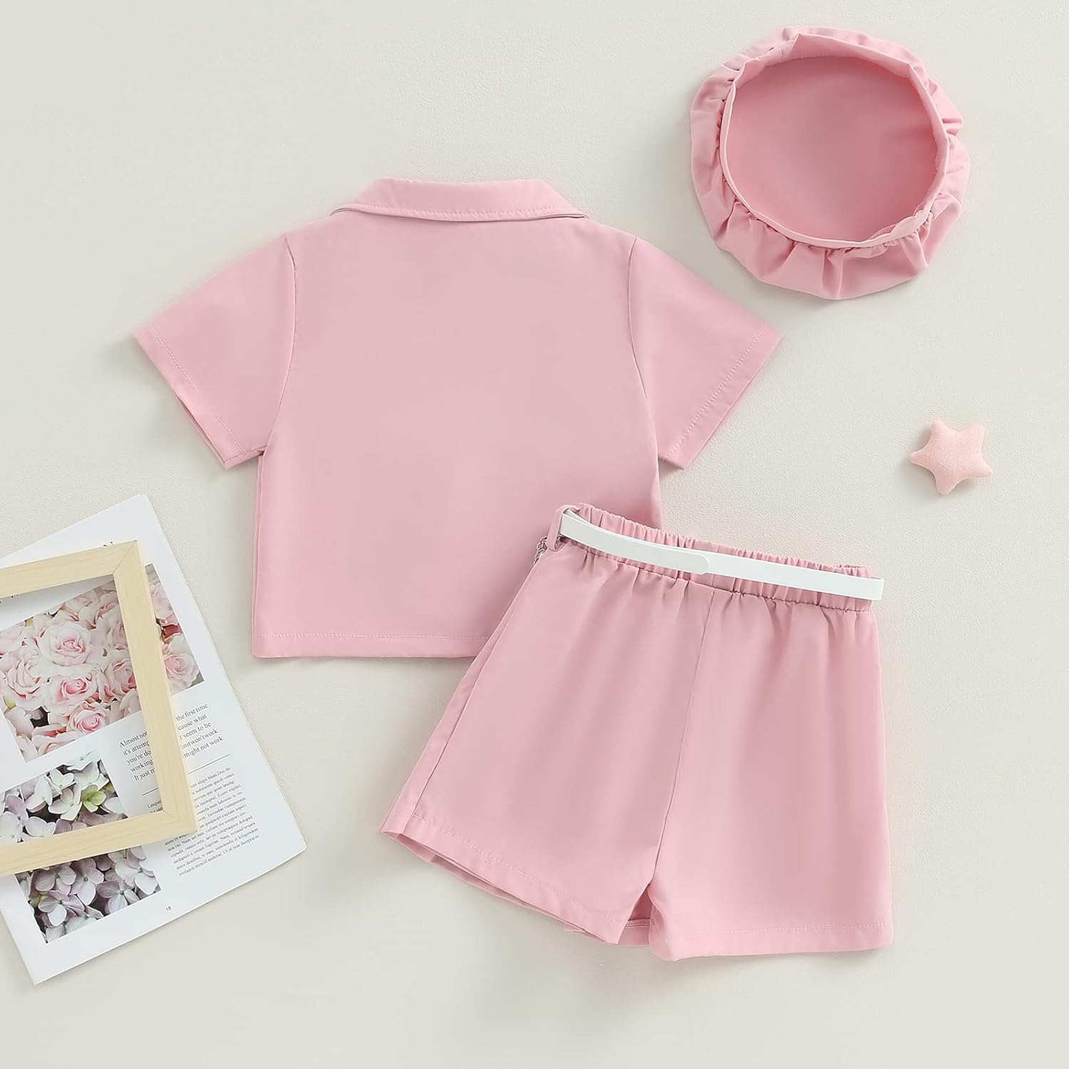 Girls Pleated Pink Top with shorts